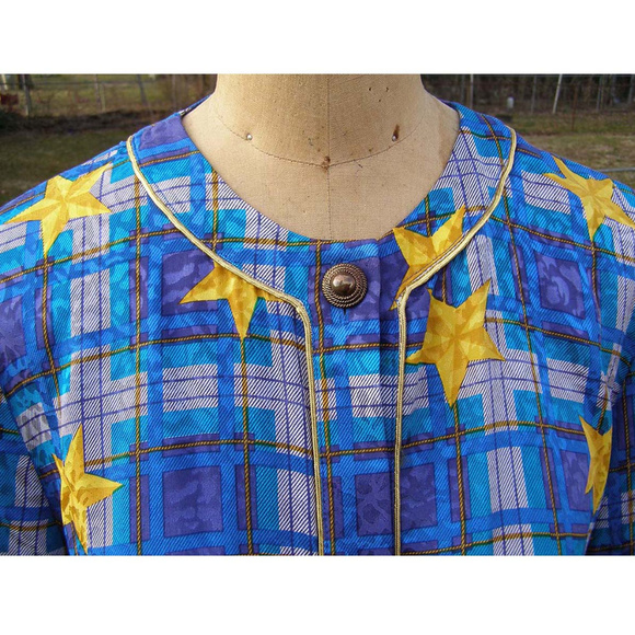 Vintage sz8 Adrianna Papell SILK blouse Star Print - Picture 3 of 8